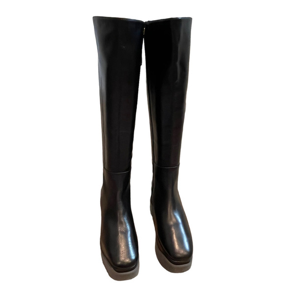 Paloma Barcelo Black Tall Leather Platfrom Boots Women's Size 35 NWOB - Picture 1 of 10